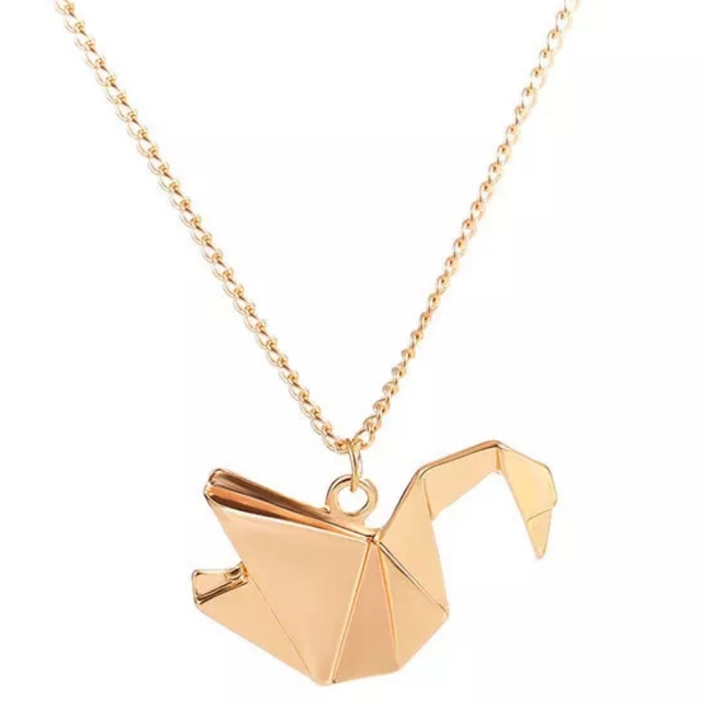 1 LEFT - HP - Origami Paper Crane Pendant Necklace - Picture 2 of 5